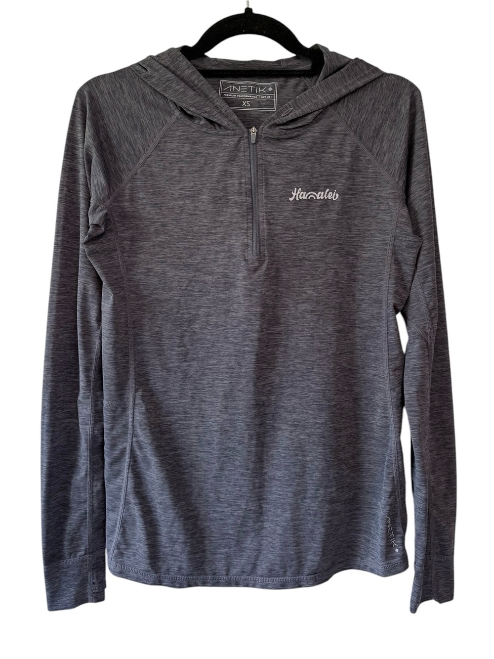 Anetik Ultra Lightweight UPF 30 Quarter-Zip Hooded Pullover Dark Grey Size XS